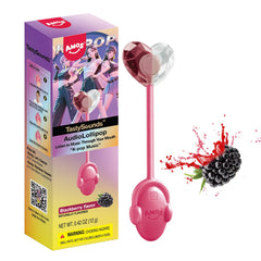 Amos Music Lollipop earbud setup demonstrates hands-free listening while chewing