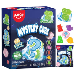 AMOS Peelerz Mystery Cube Gummies box front, ideal for gifting.