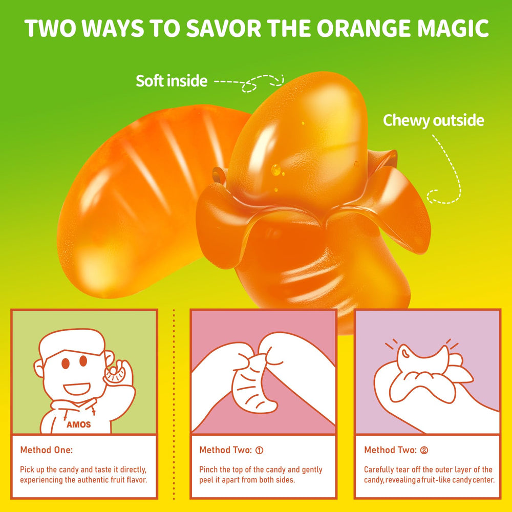 AMOS Peelerz orange center close-up highlights real juice flavor