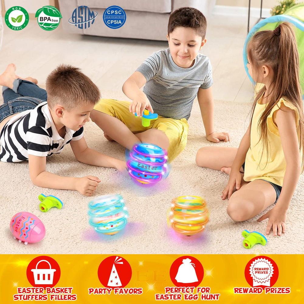 Close-up of Amoyasite egg spinners with bright LED lights