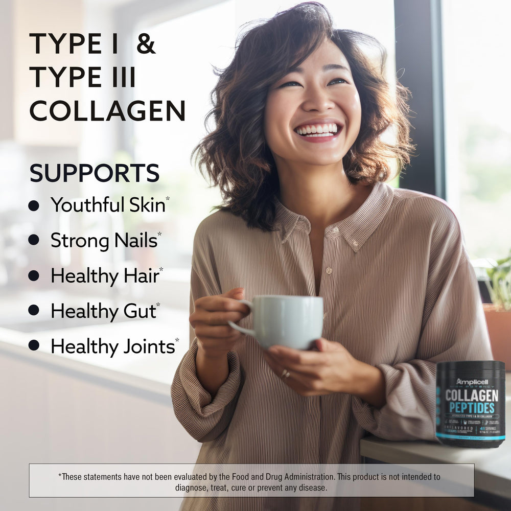 Amplicell collagen powder in coffee for a neutral flavor boost.