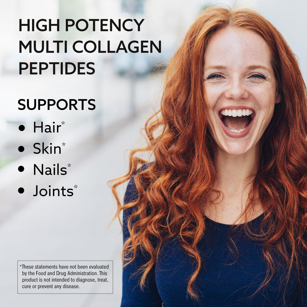 Amplicell Multi Collagen Powder scoop highlighting quick mixability in shakes.