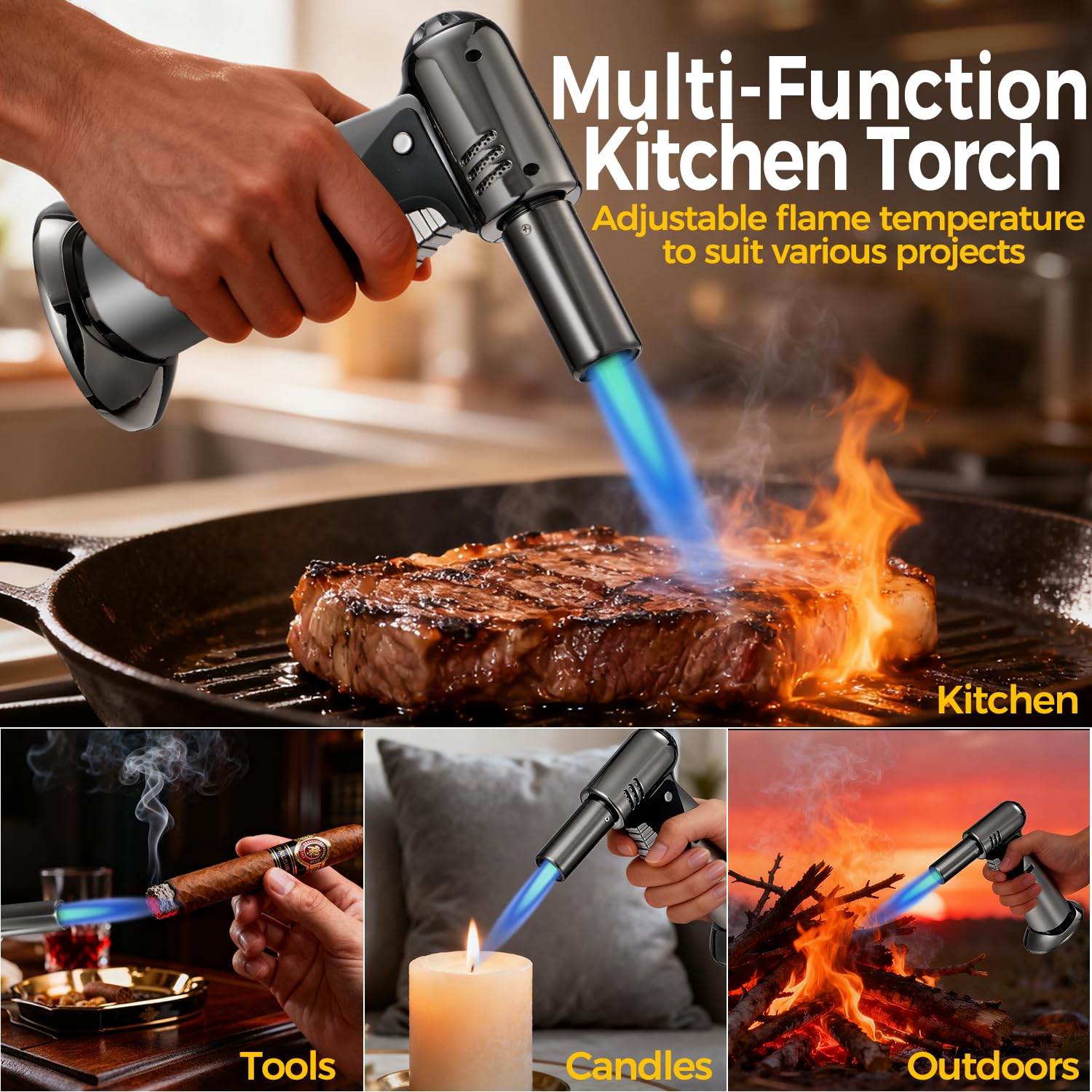 Amrnish torch offers multi-functional uses from cooking to small DIY tasks.