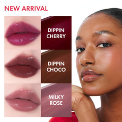 Swatches reveal natural color blend of Amuse Seoul Daisy Flower Dew Tint.