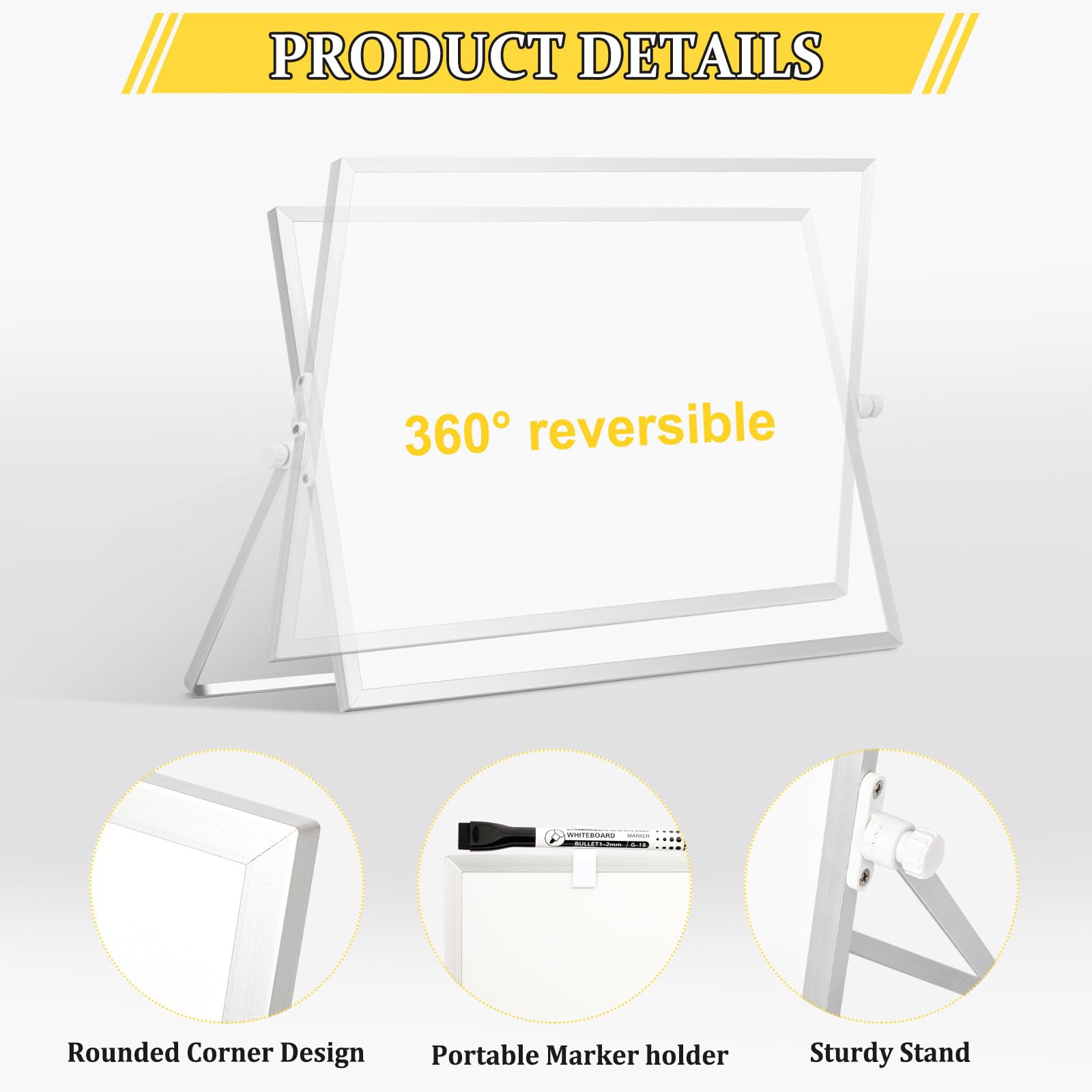 AMUSIGHT desktop stand whiteboard enables easy tabletop planning.