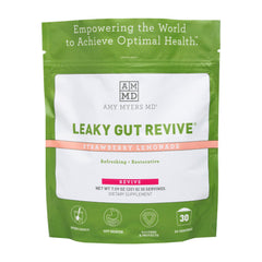 Amy Myers MD Leaky Gut Revive bottle shown on a kitchen counter for daily gut support