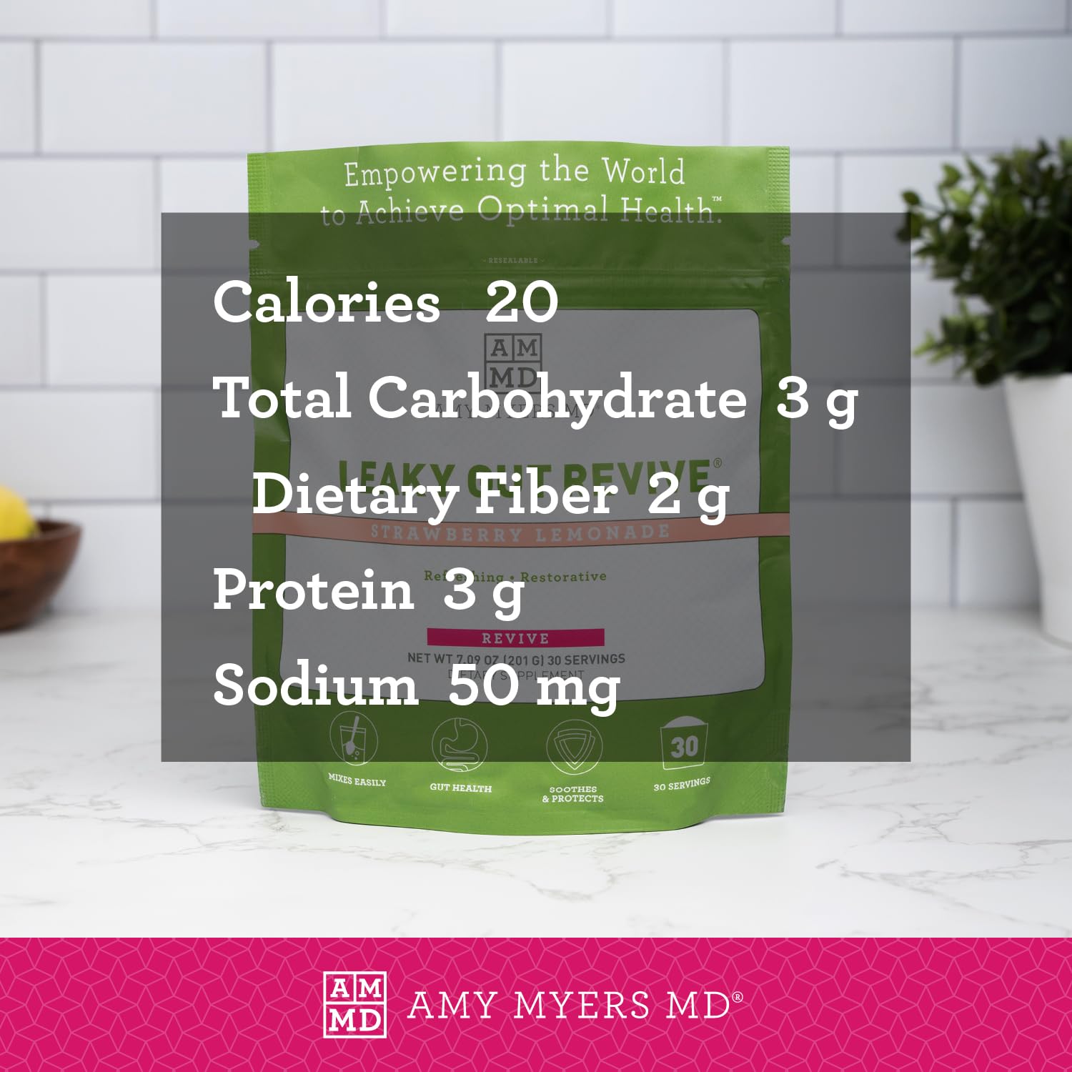 Amy Myers MD Leaky Gut Revive ingredients list highlighting l-glutamine