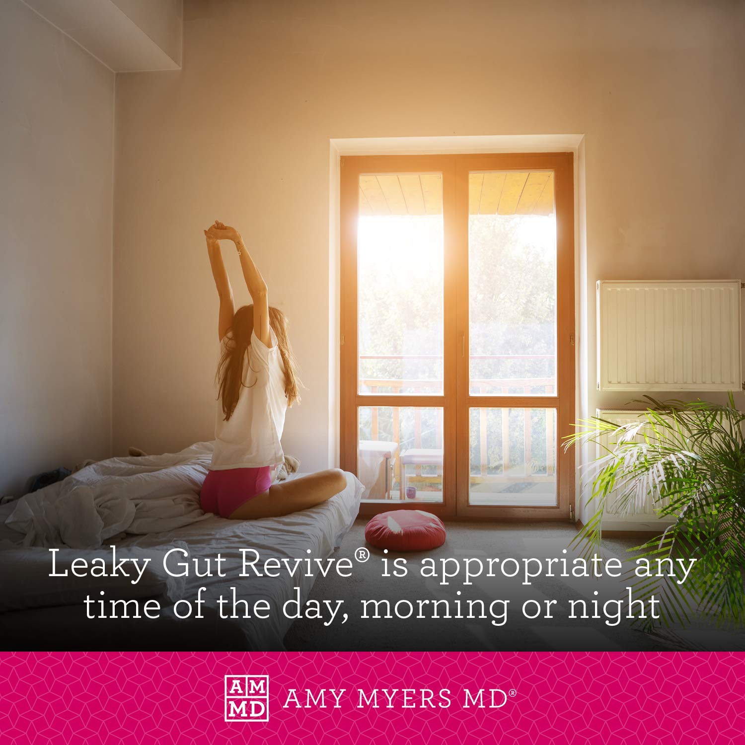 Amy Myers MD Leaky Gut Revive powder stirred into water in a glass