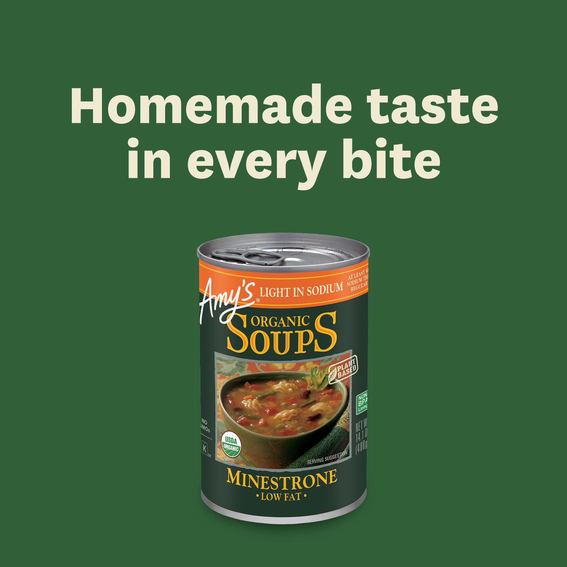 Amy's Minestrone vegan dairy free label highlight