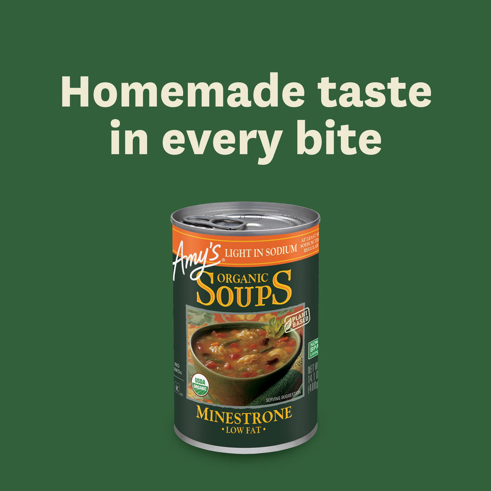 Amy's Minestrone vegan dairy free label highlight
