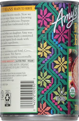 Amy's Organic Refried Beans tacos plate, perfect weeknight centerpiece.