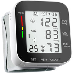 AMZ VISION wrist BP monitor with large LCD for easy home readings.