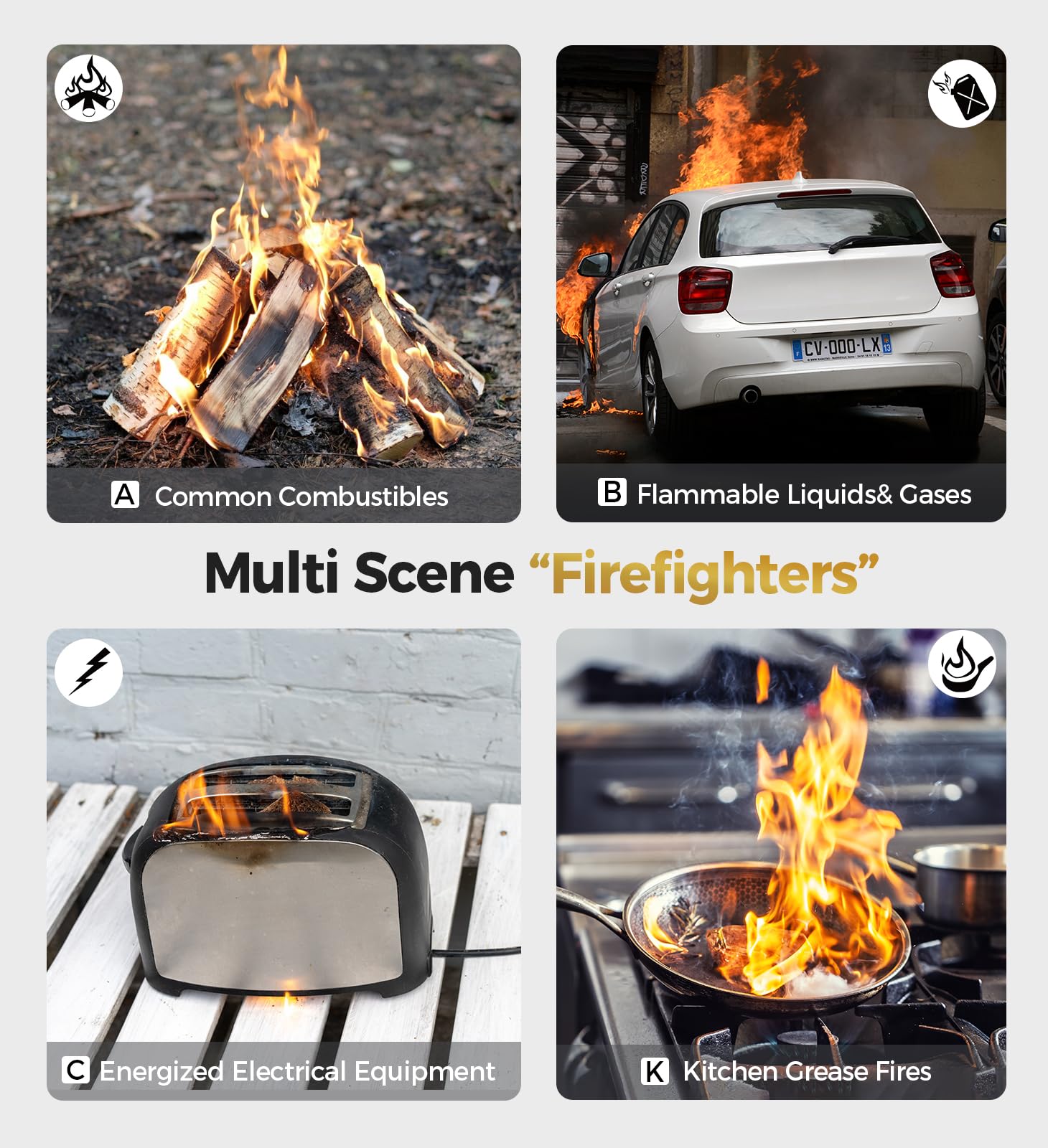 AmzBoom compact extinguisher fits kitchens and cars for safety.