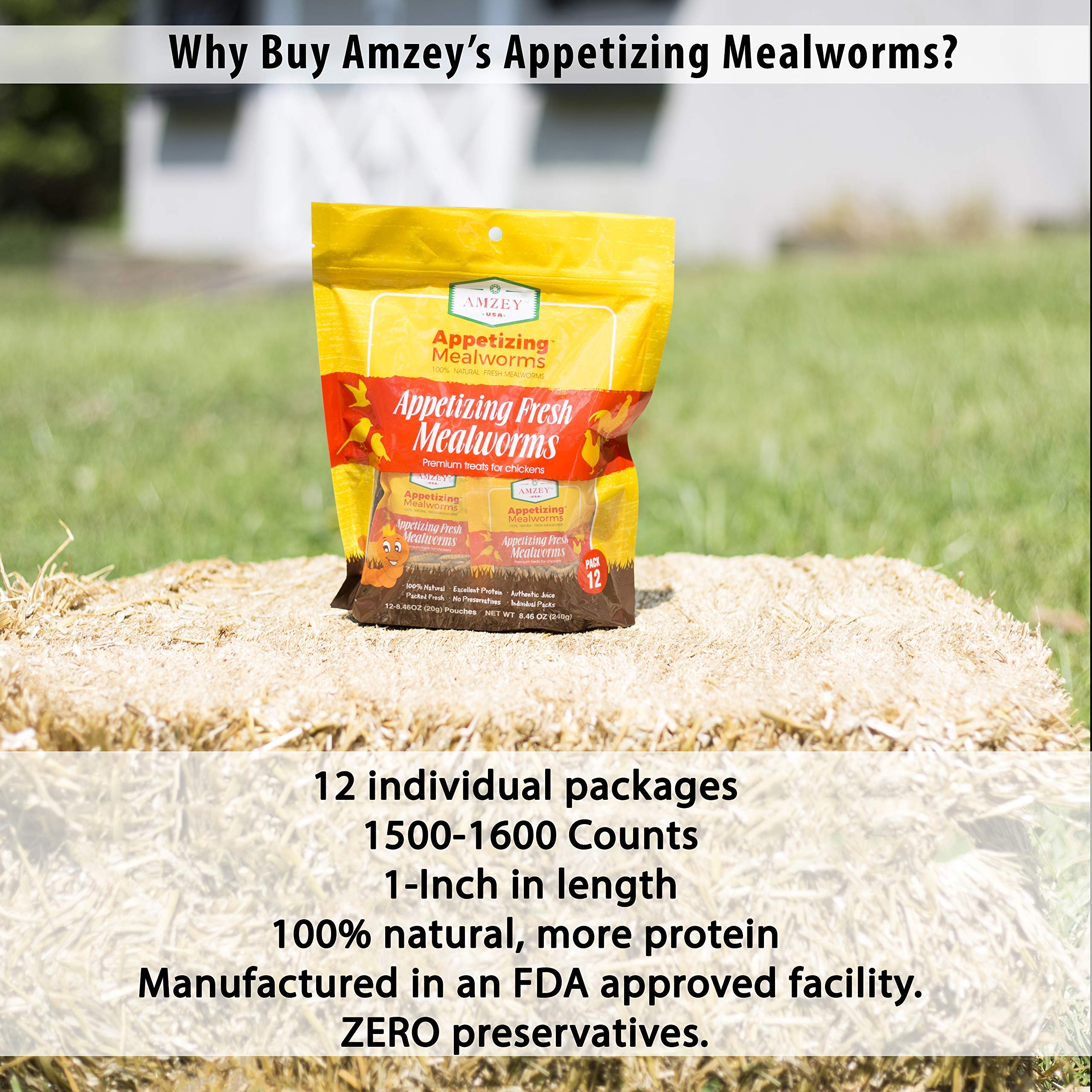 A resealable zip bag keeps Amzey Mealworms fresh between feedings.