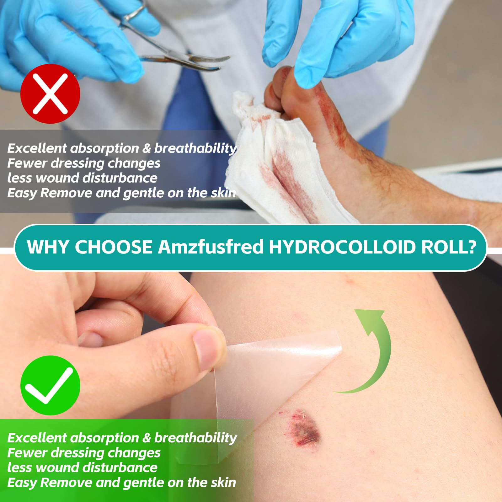 Amzfusfred hydrocolloid roll packaging shows product details.