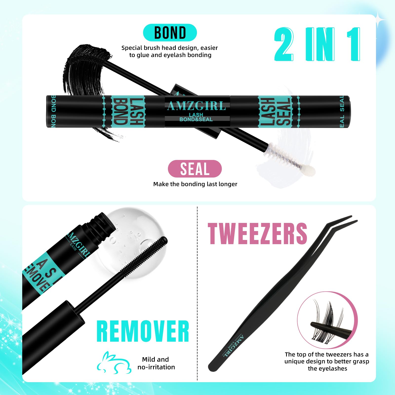 AMZGIRL LASH applicator aids precise placement during application.