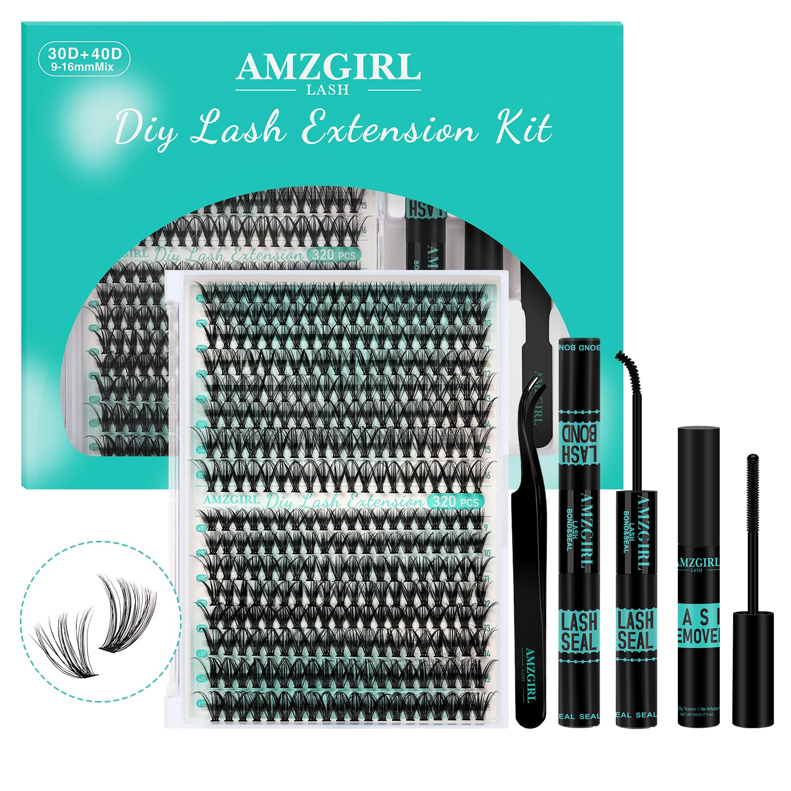 AMZGIRL LASH clusters kit with mixed lengths for customizable lash looks
