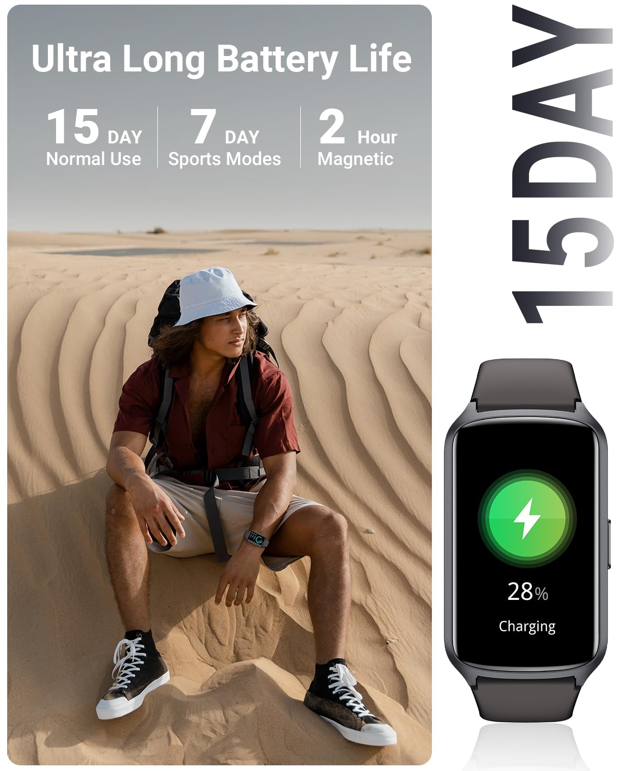 Amzhero Health Tracker color display shows clear metrics at a glance