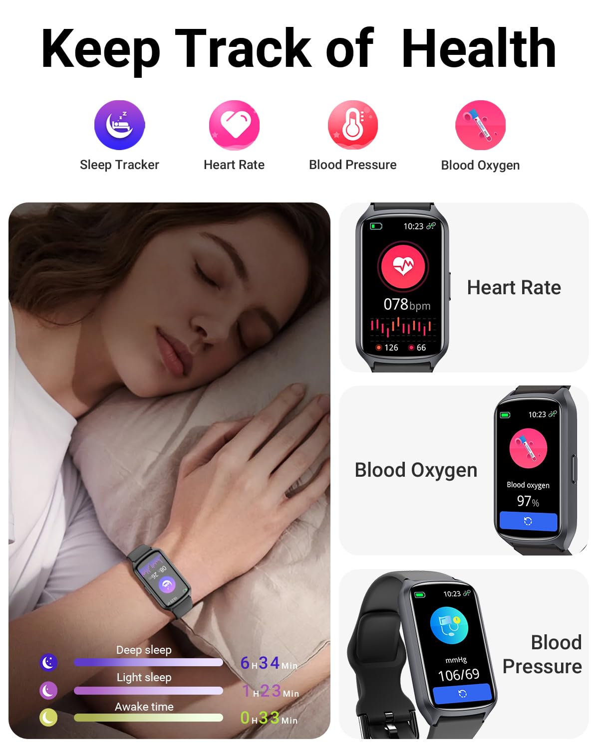 Amzhero Health Tracker sleep analysis reveals nightly rest quality