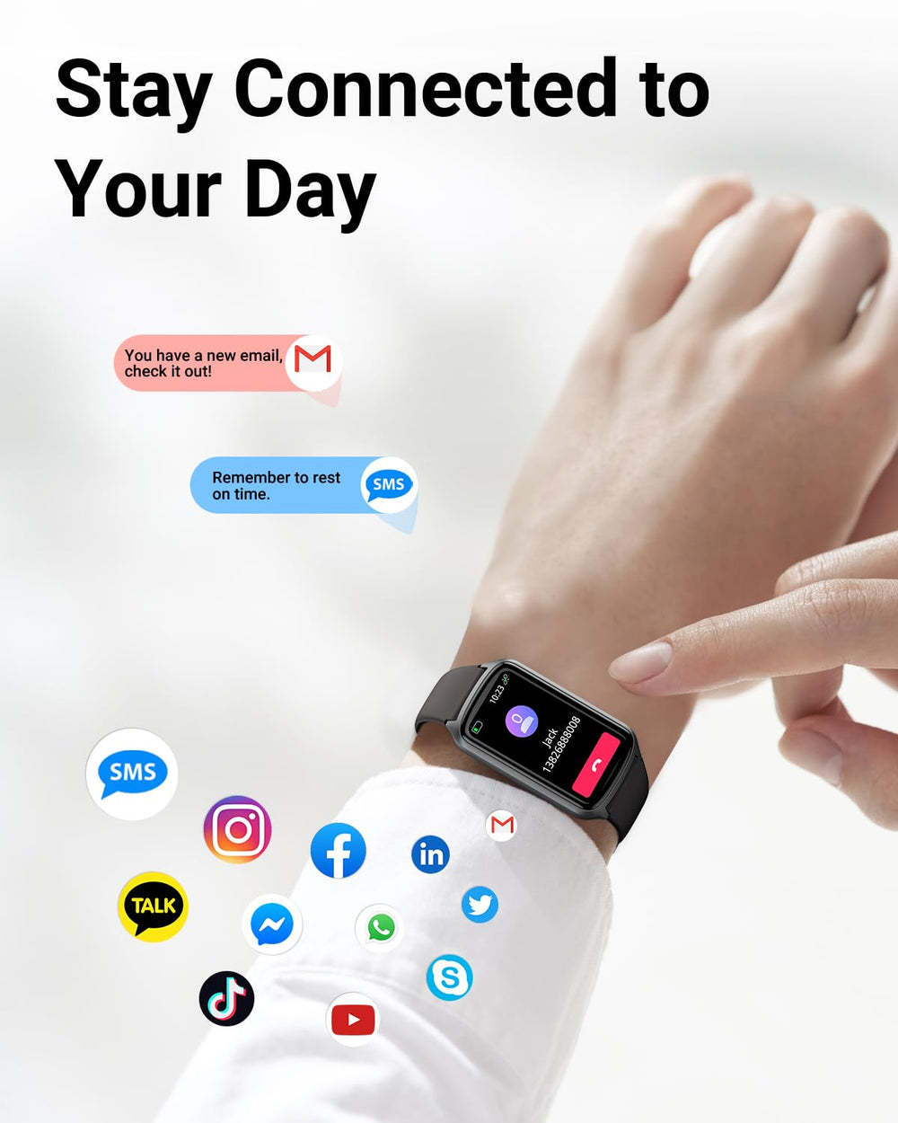Amzhero Health Tracker waterproof 5ATM supports rain, wash, and swimming