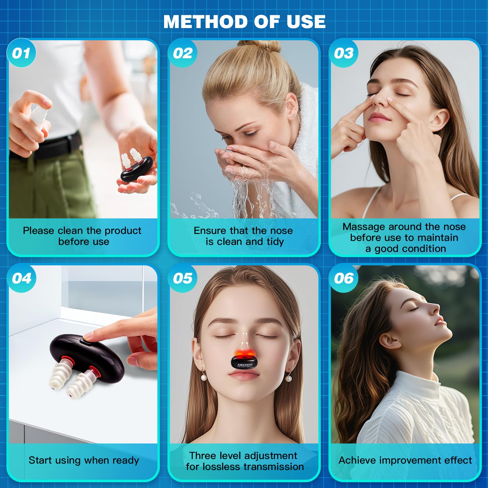 AMZKEIO ergonomic nasal therapy tool delivering gentle light for comfort