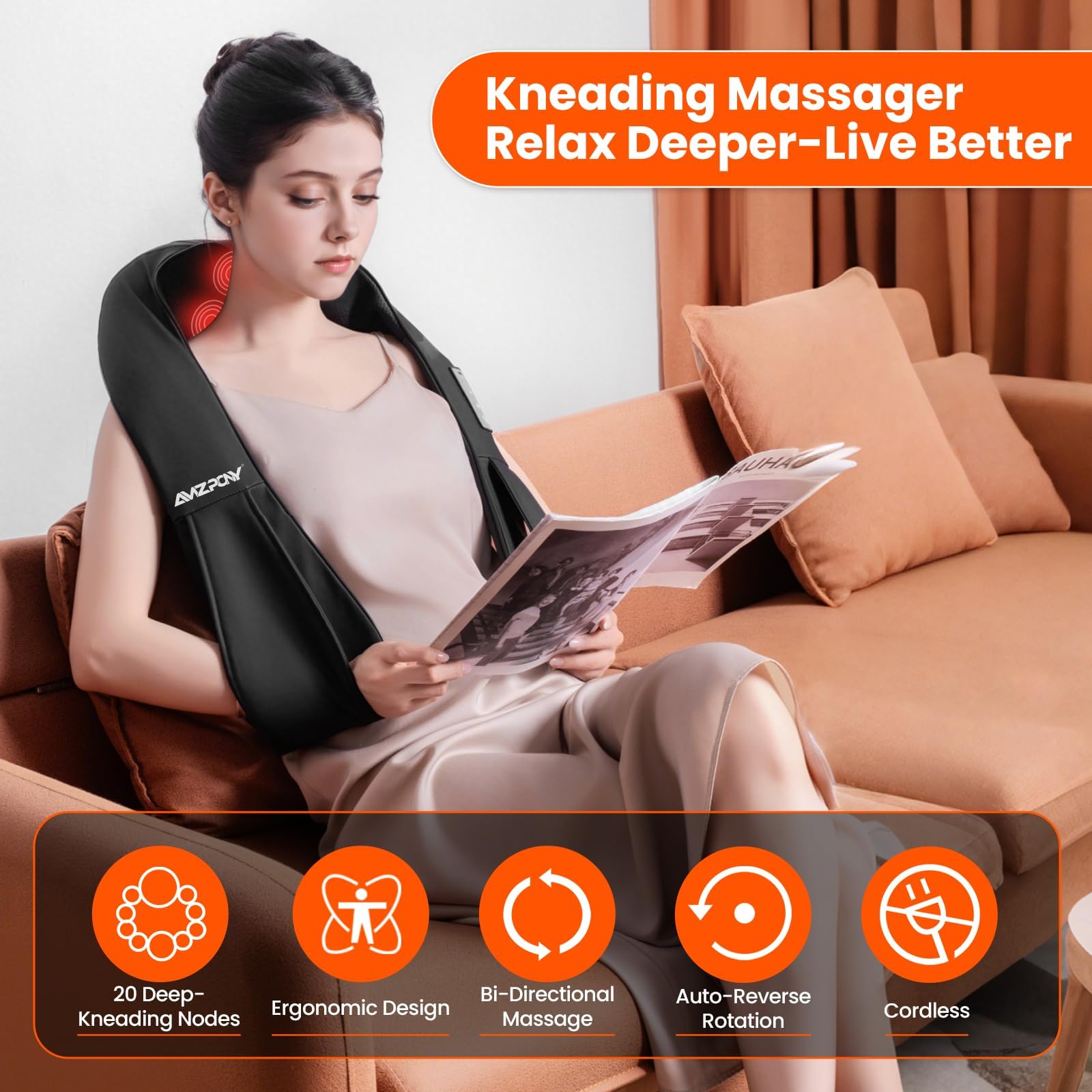 AMZPONY ergonomic U-shape pillow supporting neck and shoulders