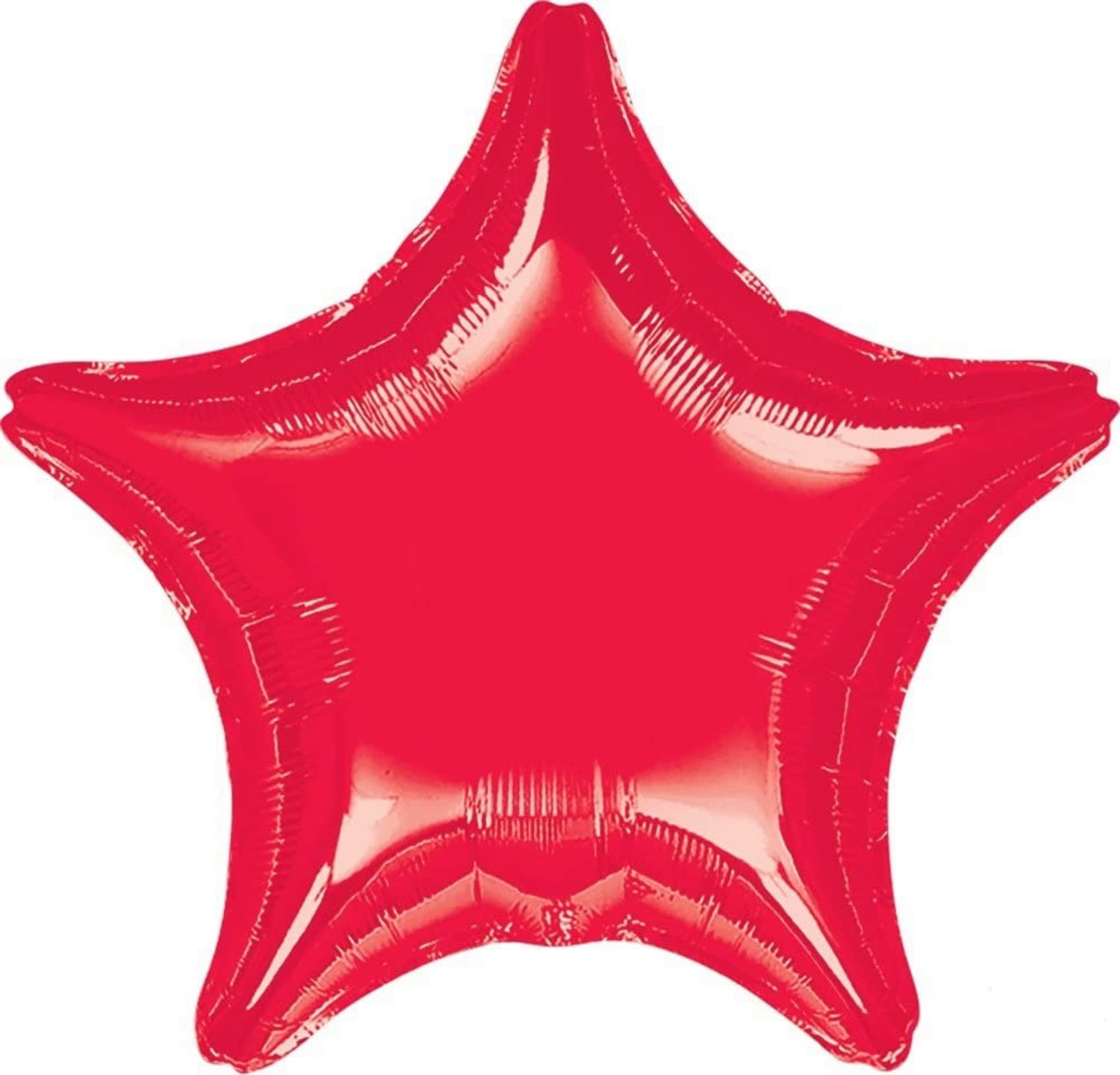 Anagram Star 18in red foil balloon adds festive sparkle to decorations.