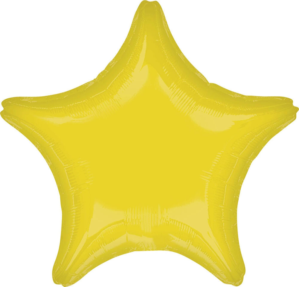 Anagram Star 18in yellow foil balloon brings sunny highlights to celebrations.