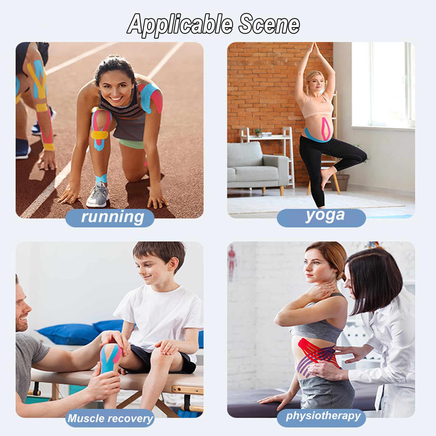 ANAMPION kinesiology tape pro 3 rolls easy application with grid backing guide