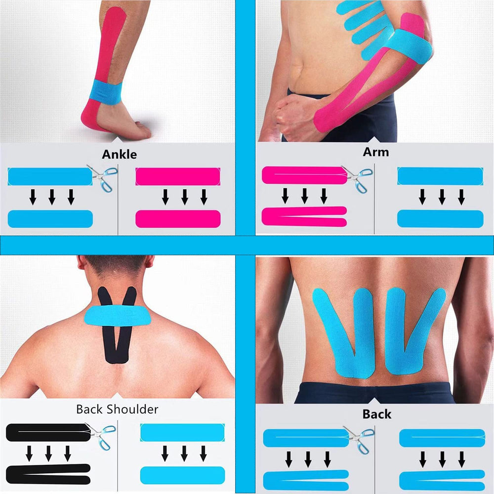 ANAMPION kinesiology tape pro 3 rolls precut strips with rounded corners