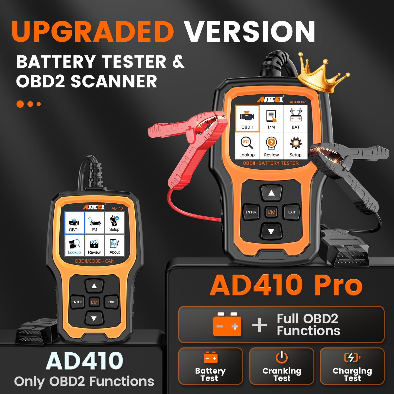 ANCEL AD410 PRO battery health test identifies battery issues early for reliable starts