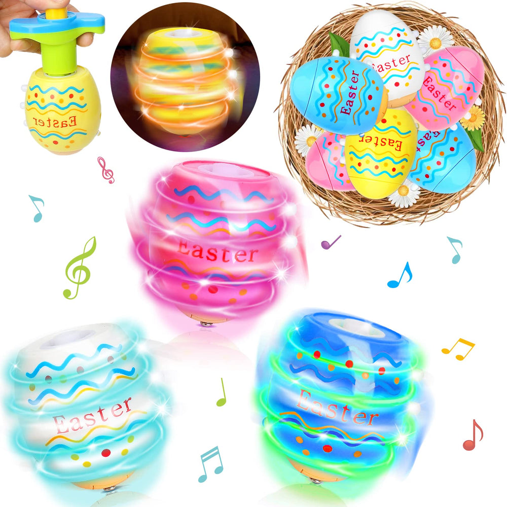 Ancesfun Easter egg spinning top lights up for a dazzling glow.