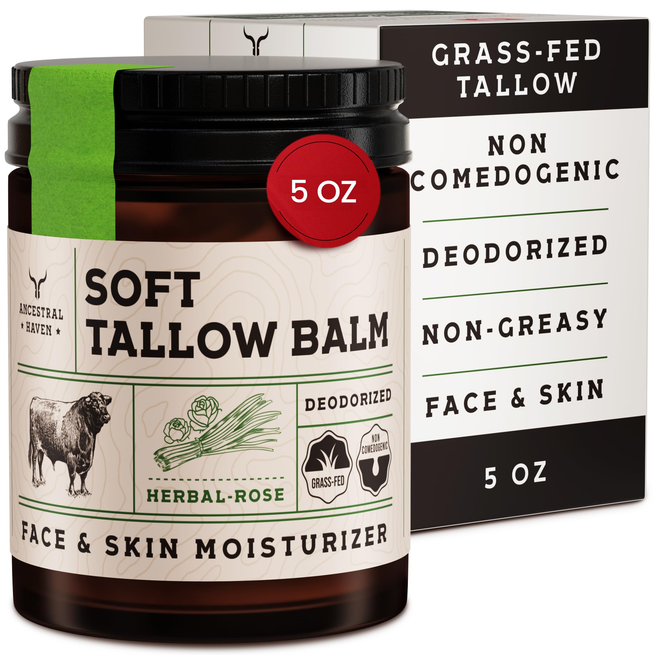 Ancestral Haven beef tallow face cream nourishes and hydrates the skin.