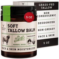 Ancestral Haven beef tallow face cream nourishes and hydrates the skin.