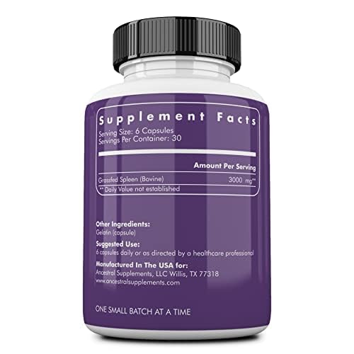 Ancestral Supplements beef spleen capsules close-up for easy daily dosing.