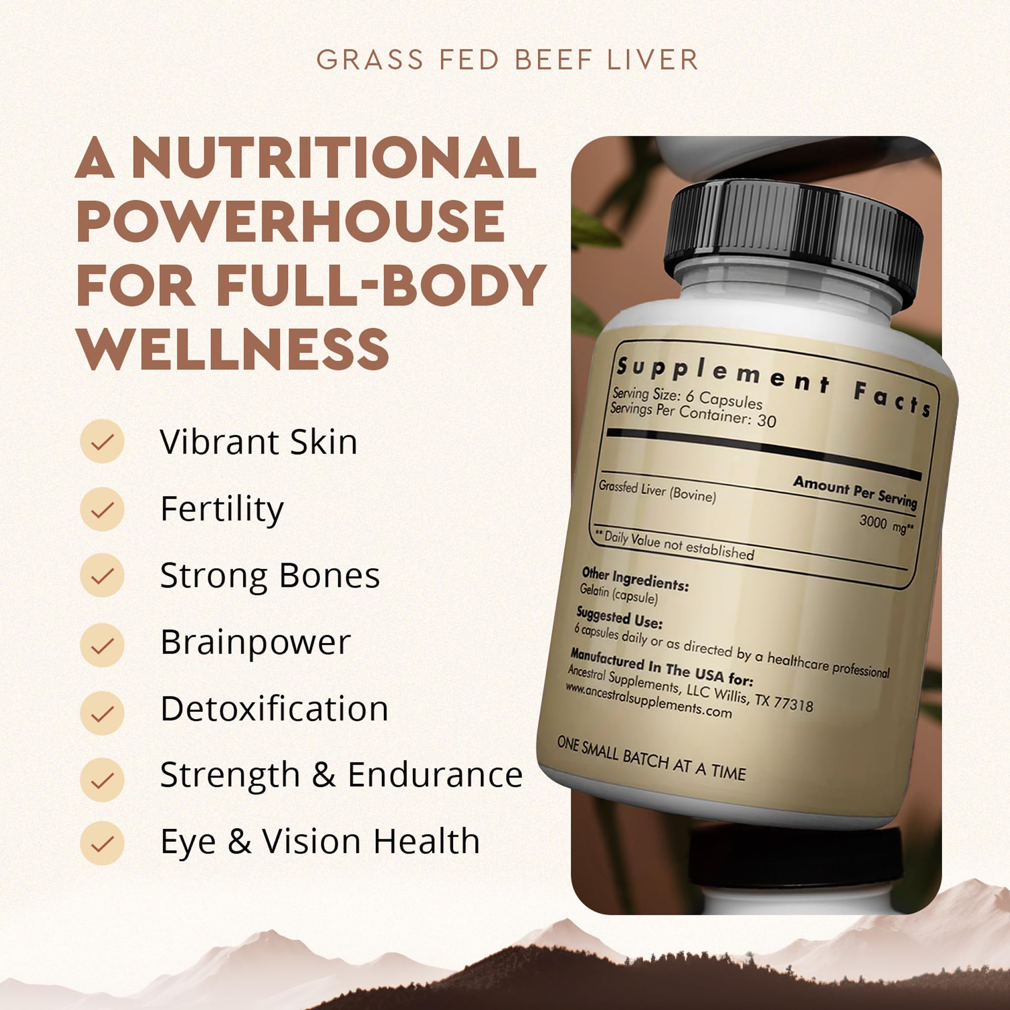 Ancestral Supplements freeze-dried liver close-up reveals a nutrient-dense profile.