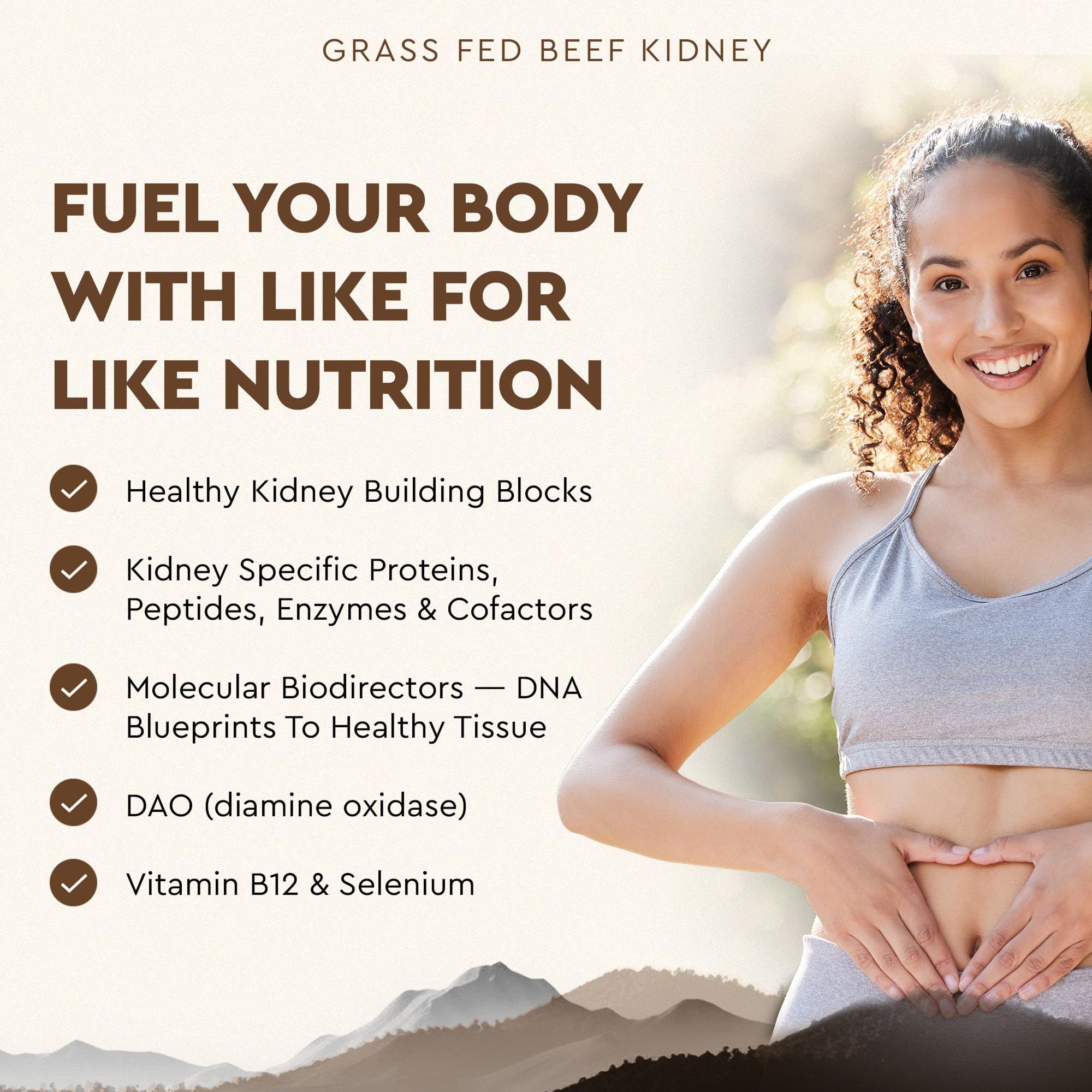 Ancestral Supplements grass-fed beef kidney source image with pasture-raised ingredients.