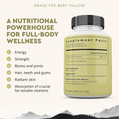 Ancestral Supplements bottle side view highlights non-GMO, pasture-raised origin for clean nutrition.