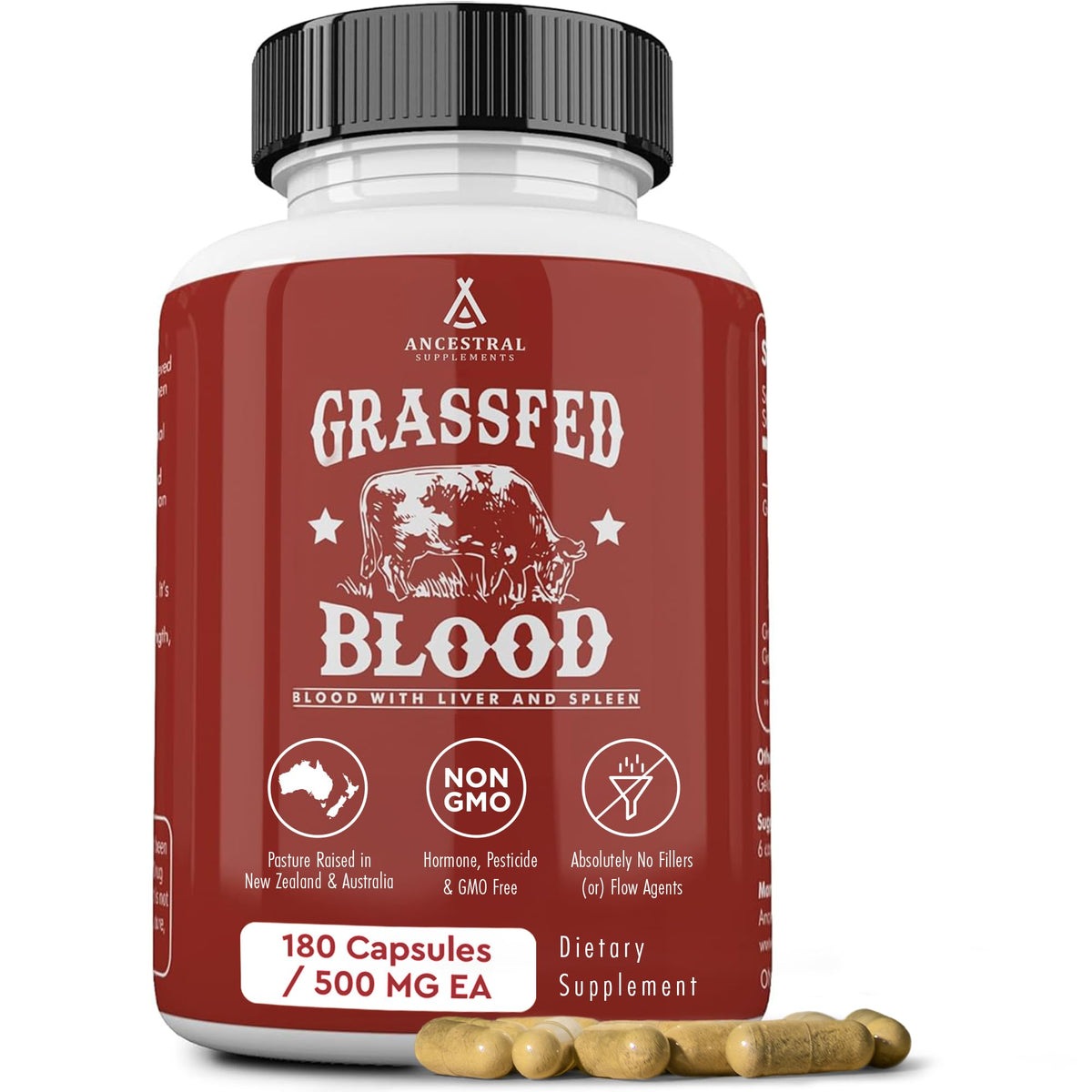 Ancestral Supplements grass fed blood-liver-spleen capsules provide nutrient-dense support for daily vitality