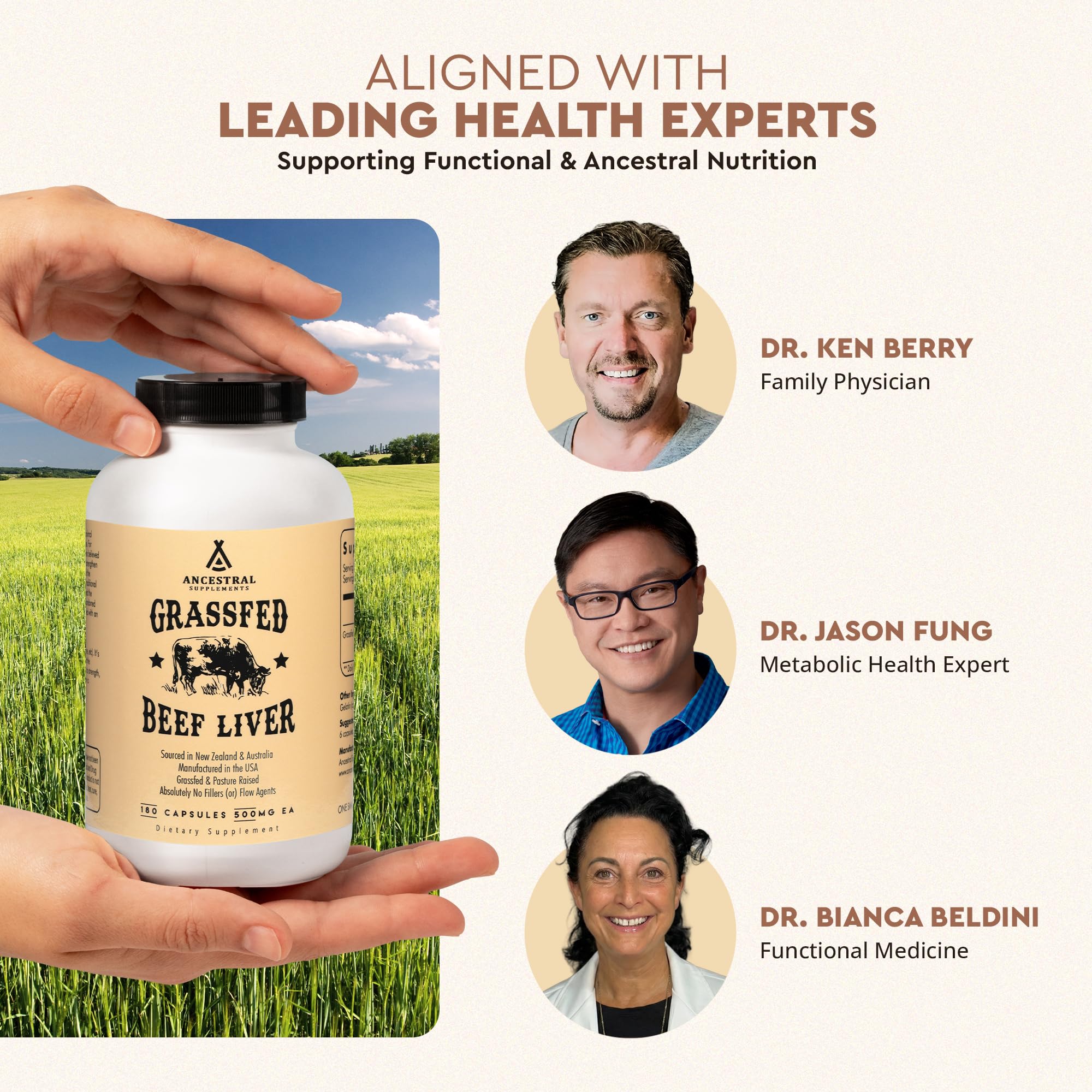 Ancestral Supplements label highlights purity and third-party verification.