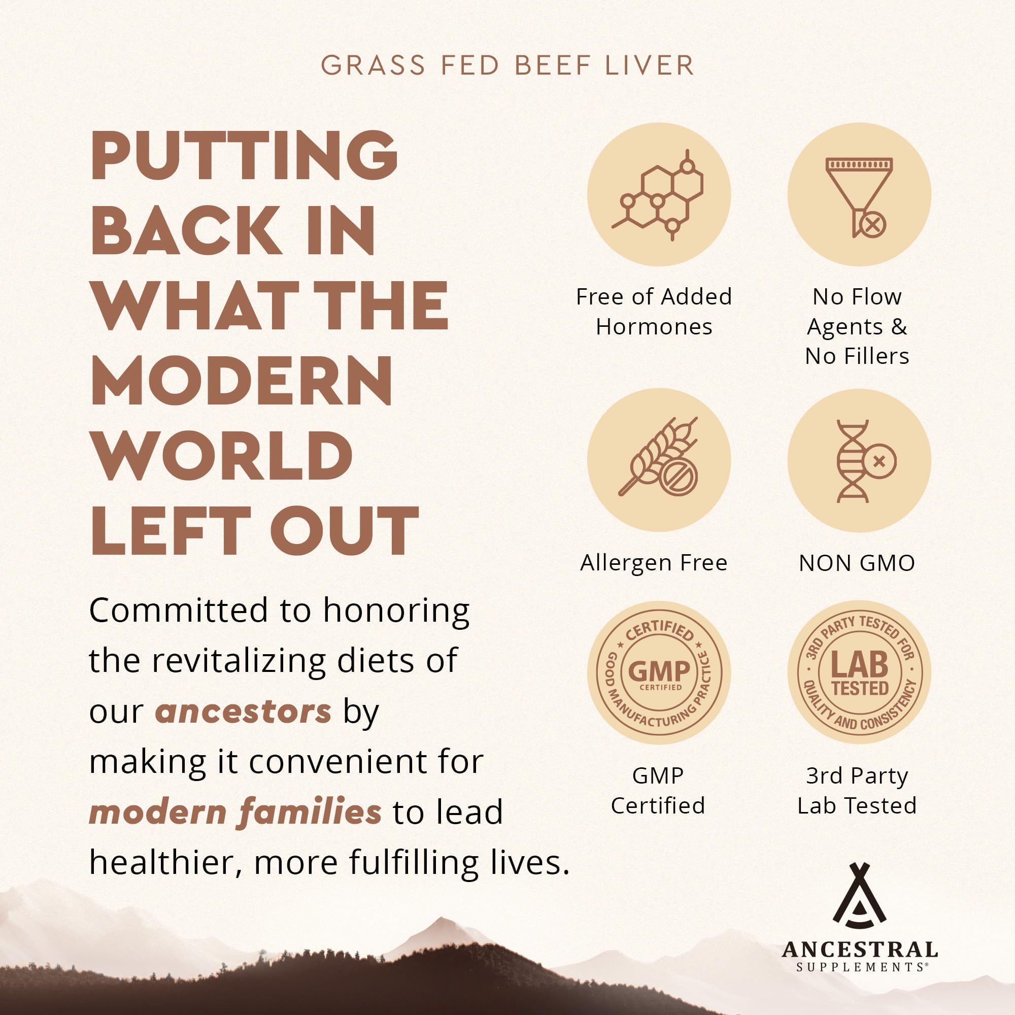 Ancestral Supplements sourced from New Zealand and Australia grass-fed cattle.