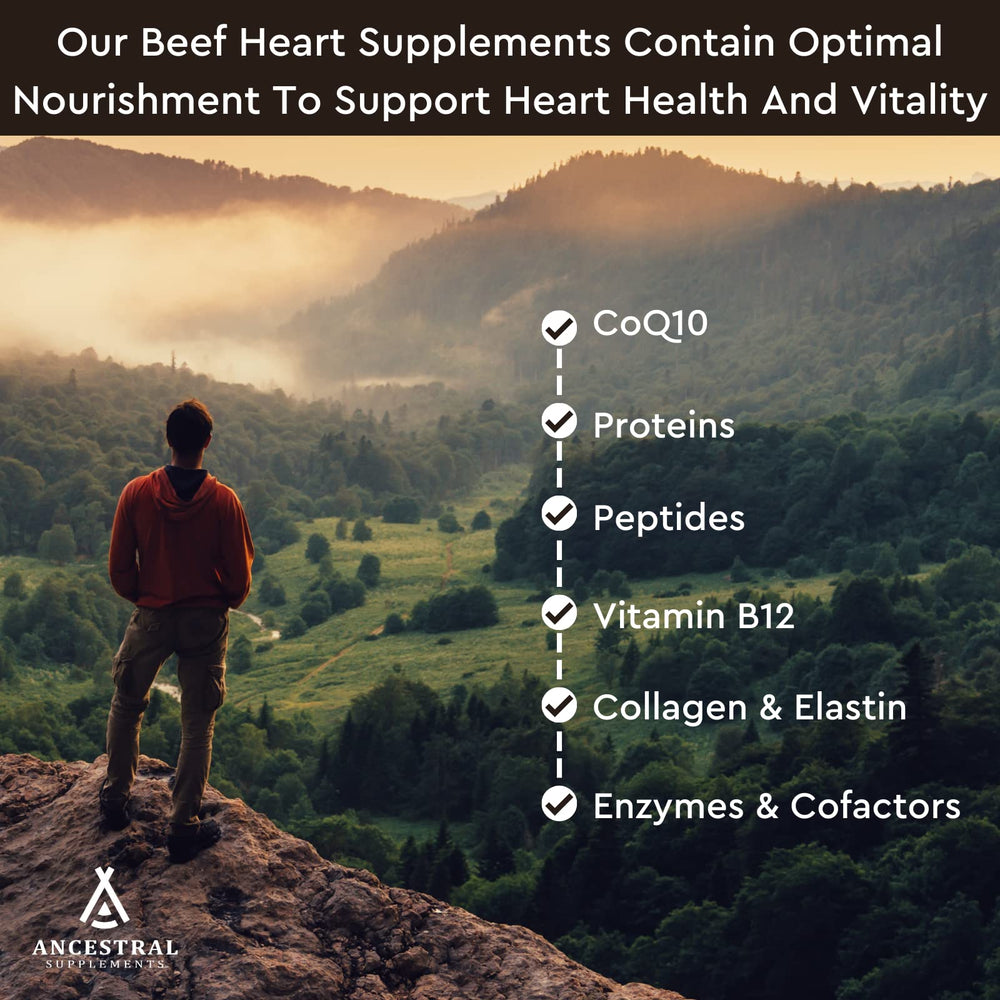 Ancestral Supplements packaging in small-batch production conveys premium, grass-fed beef source