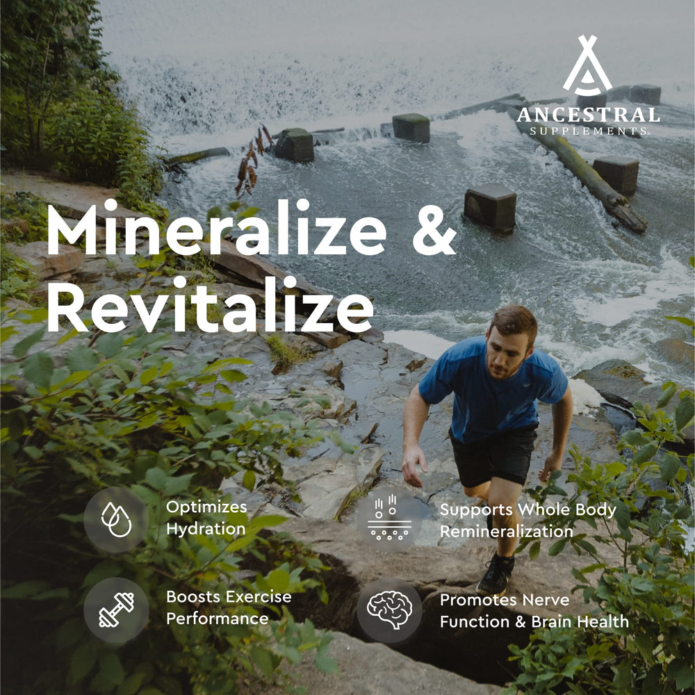 Ancestral Supplements wild-harvested ingredients like kelp and bee pollen highlight natural mineral sources.