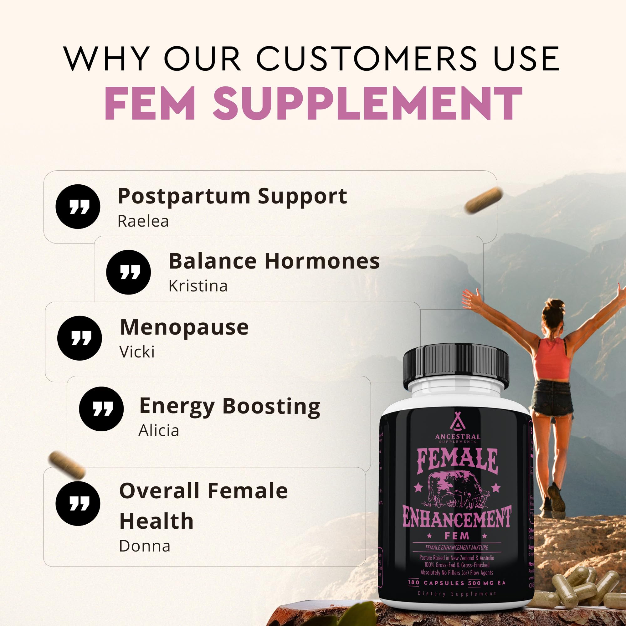 Ancestral Supplements CoQ10 capsules emphasizing energy and mitochondrial support.