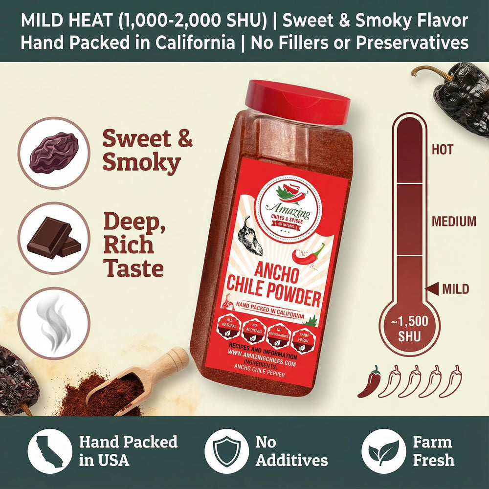 Amazing Chiles & Spices ancho powder simmers in a pot, elevating sauces with depth.