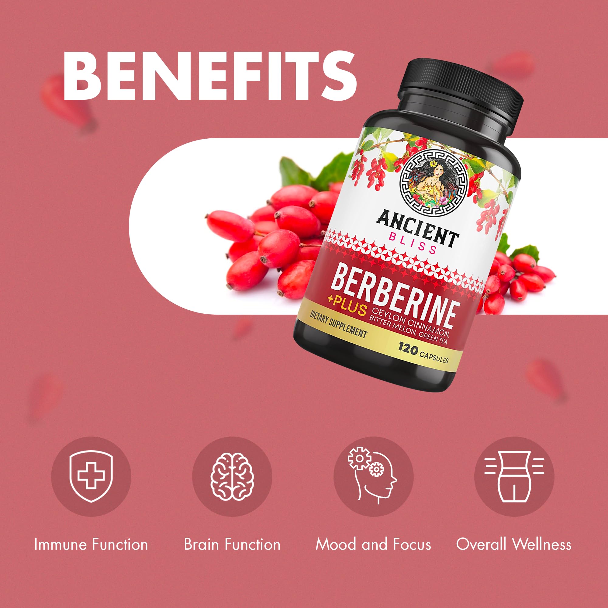 Ancient Bliss Berberine HCL label detail showing gluten-free claim