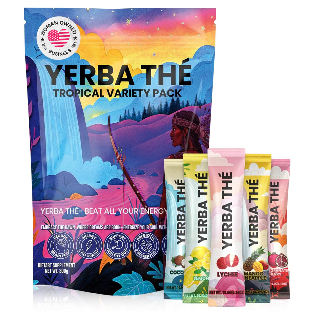 ANCIENT DIOSA Yerba Mate Exotic Fruit Powder pack showing sugar-free energy and flavor