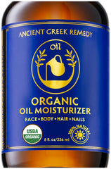Ancient Greek Remedy body oil, after-shower pour for lasting moisture.