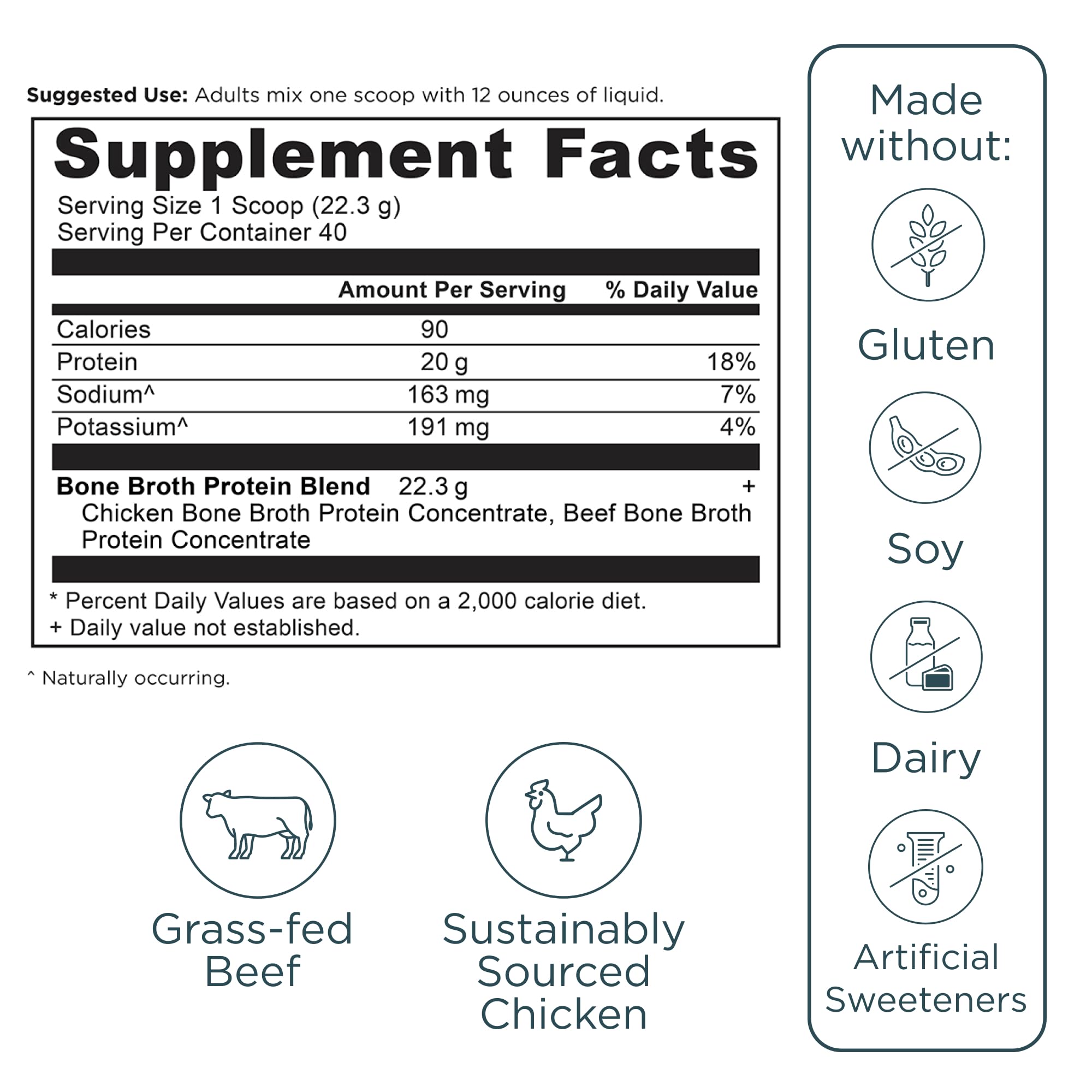 Ancient Nutrition 40-serving packaging; convenient bulk option for busy lifestyles.