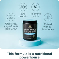 Ancient Nutrition bone broth protein powder chocolate scoop for versatile protein option